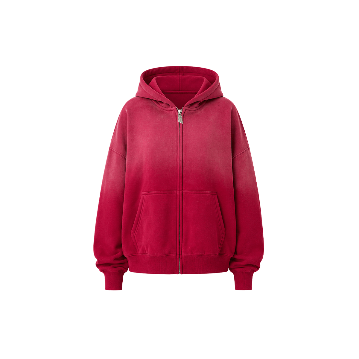 Hoodie met rits en verwassen vervaging