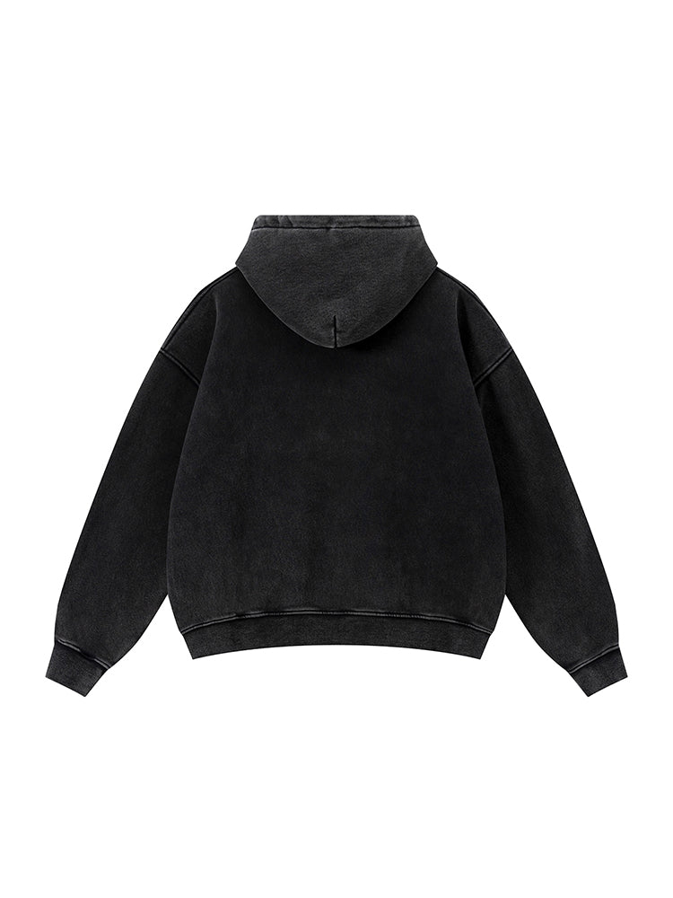 Waschbarer Boxy-Kapuzenpullover mit Reißverschluss