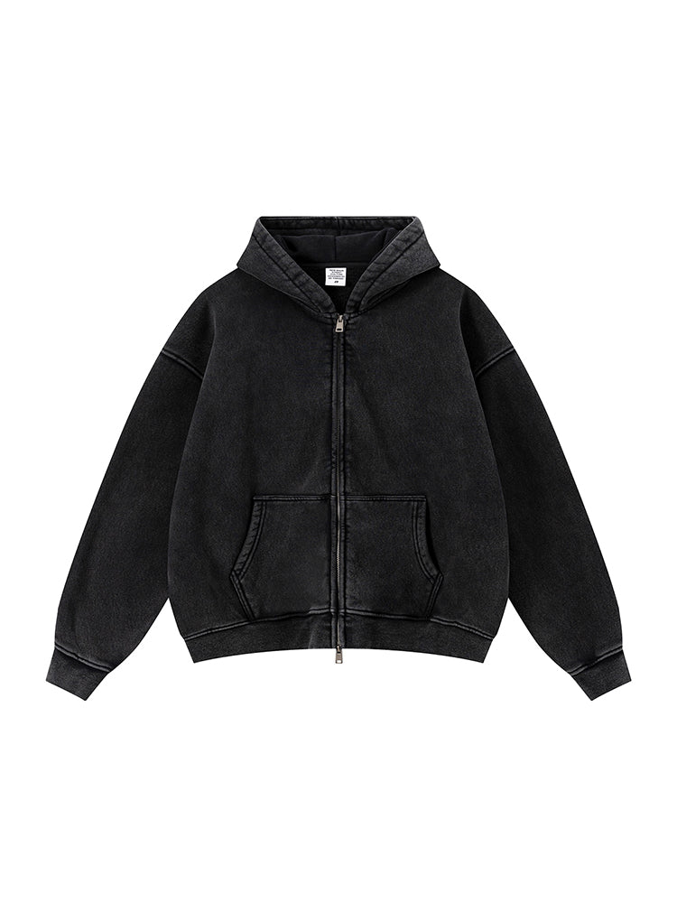 Waschbarer Boxy-Kapuzenpullover mit Reißverschluss
