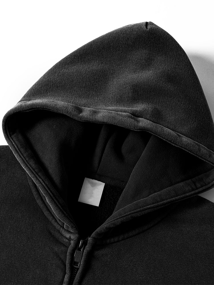 Waschbarer Boxy-Kapuzenpullover mit Reißverschluss