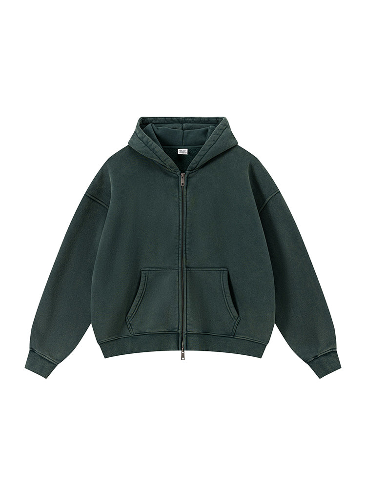 Waschbarer Boxy-Kapuzenpullover mit Reißverschluss