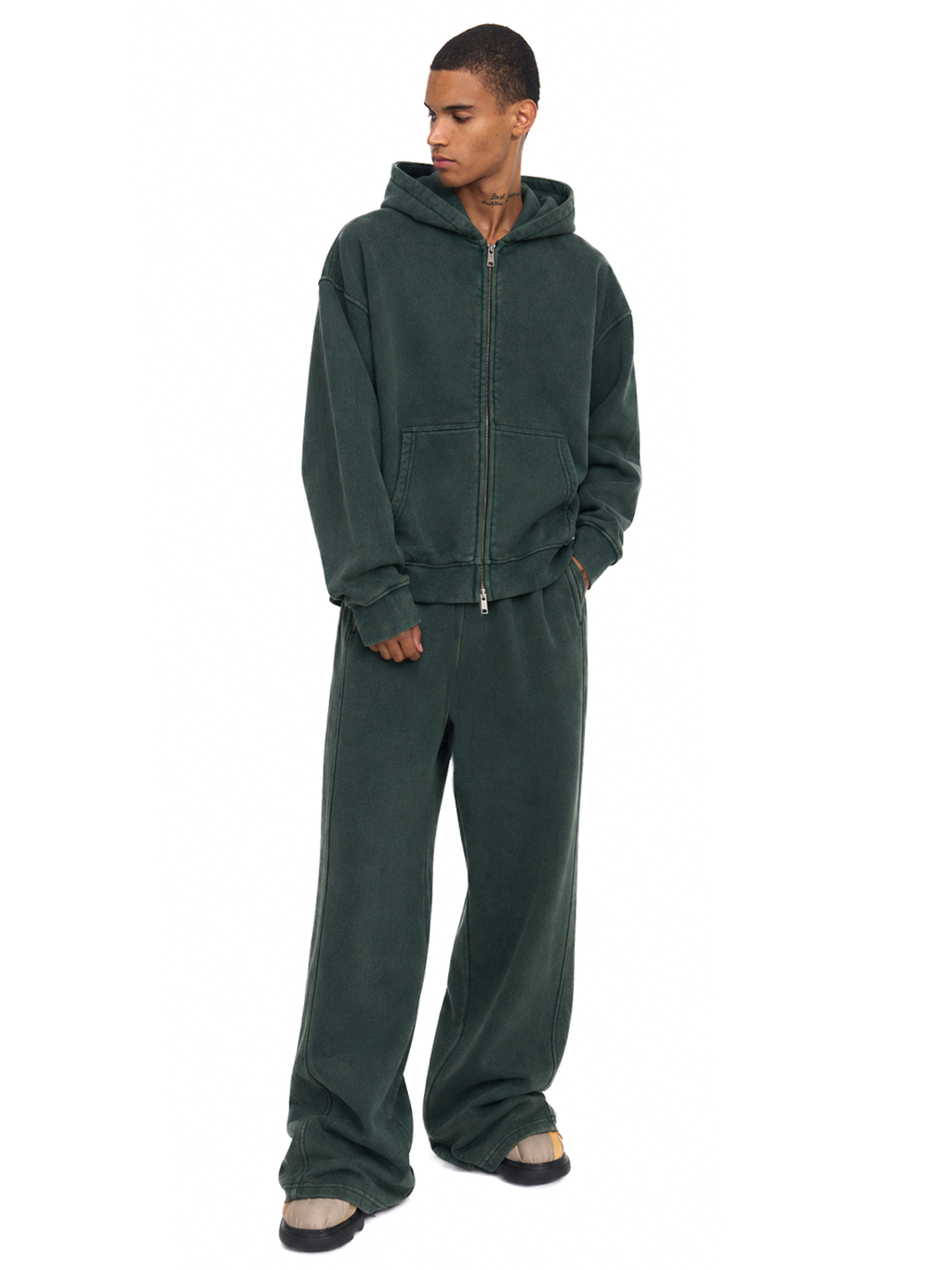 Waschbarer Boxy-Kapuzenpullover mit Reißverschluss