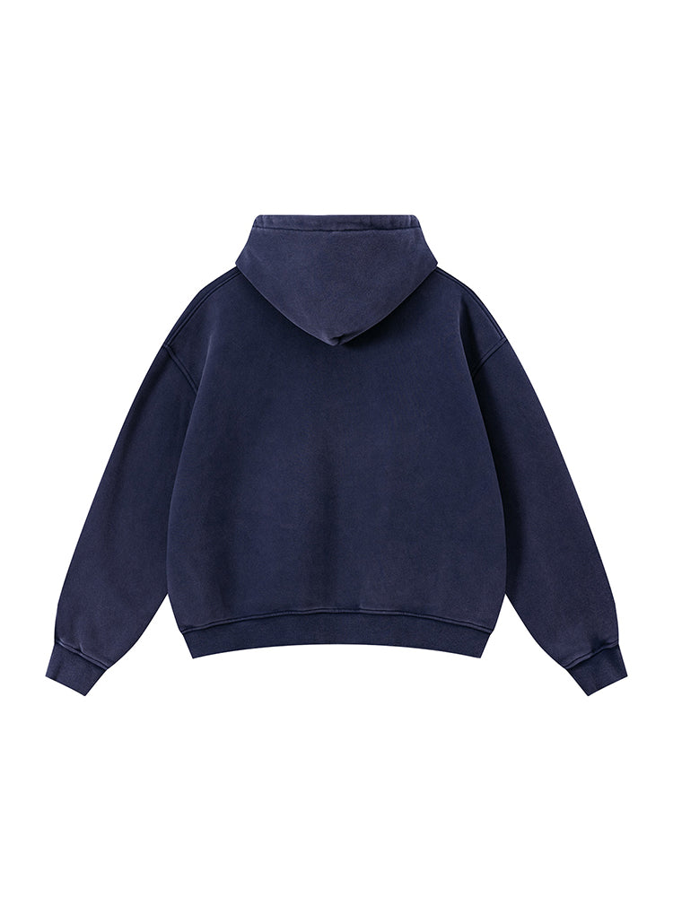 Waschbarer Boxy-Kapuzenpullover mit Reißverschluss