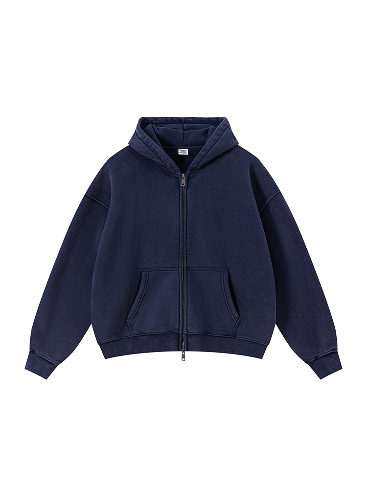 Waschbarer Boxy-Kapuzenpullover mit Reißverschluss
