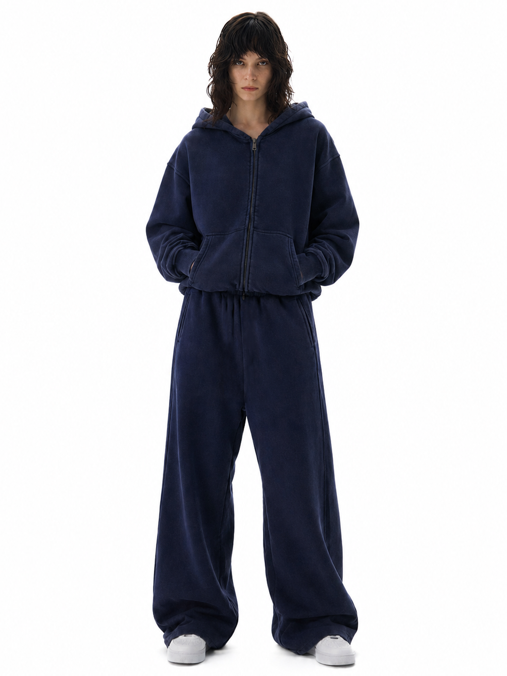 Waschbarer Boxy-Kapuzenpullover mit Reißverschluss