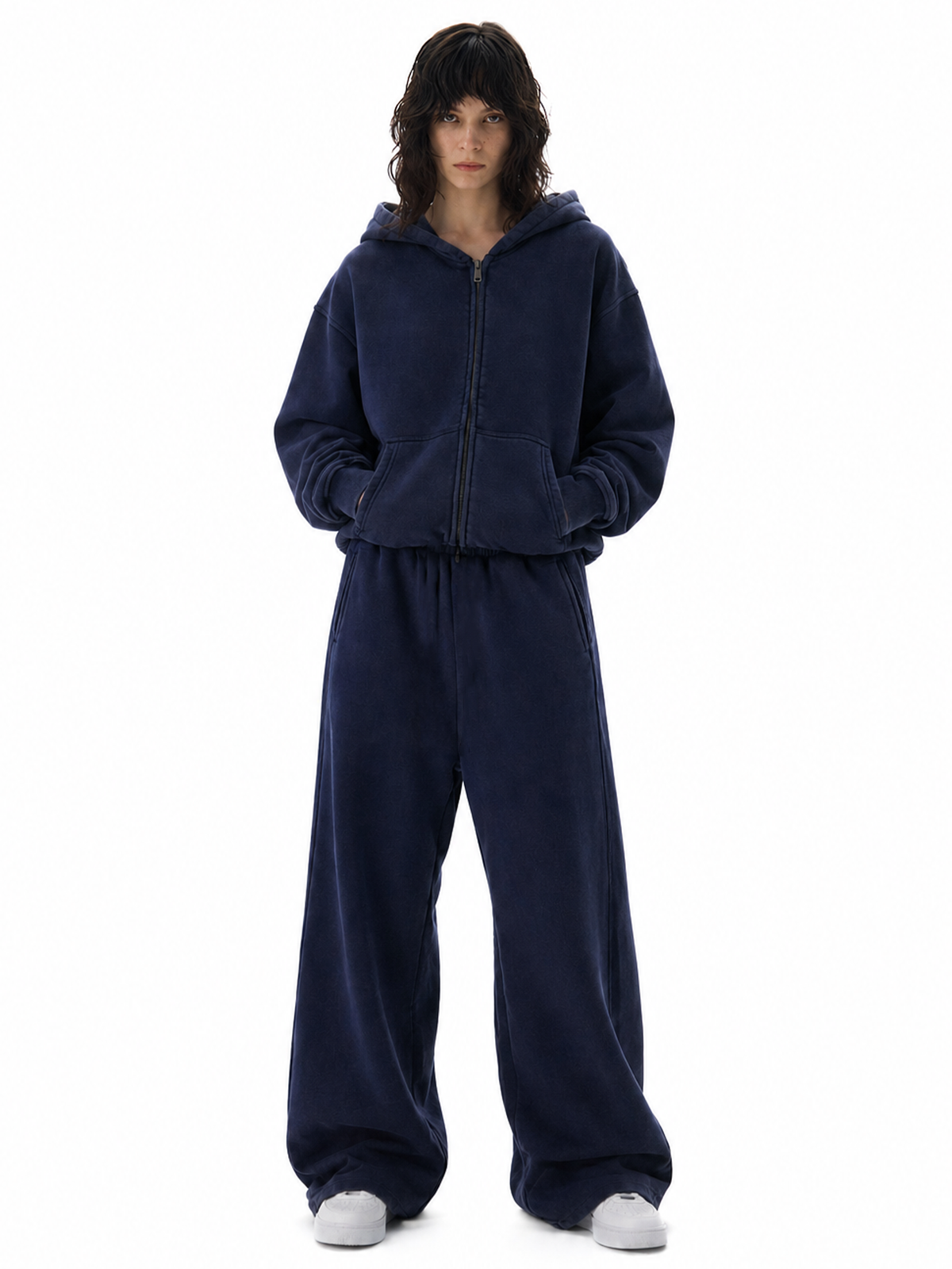 Waschbarer Boxy-Kapuzenpullover mit Reißverschluss