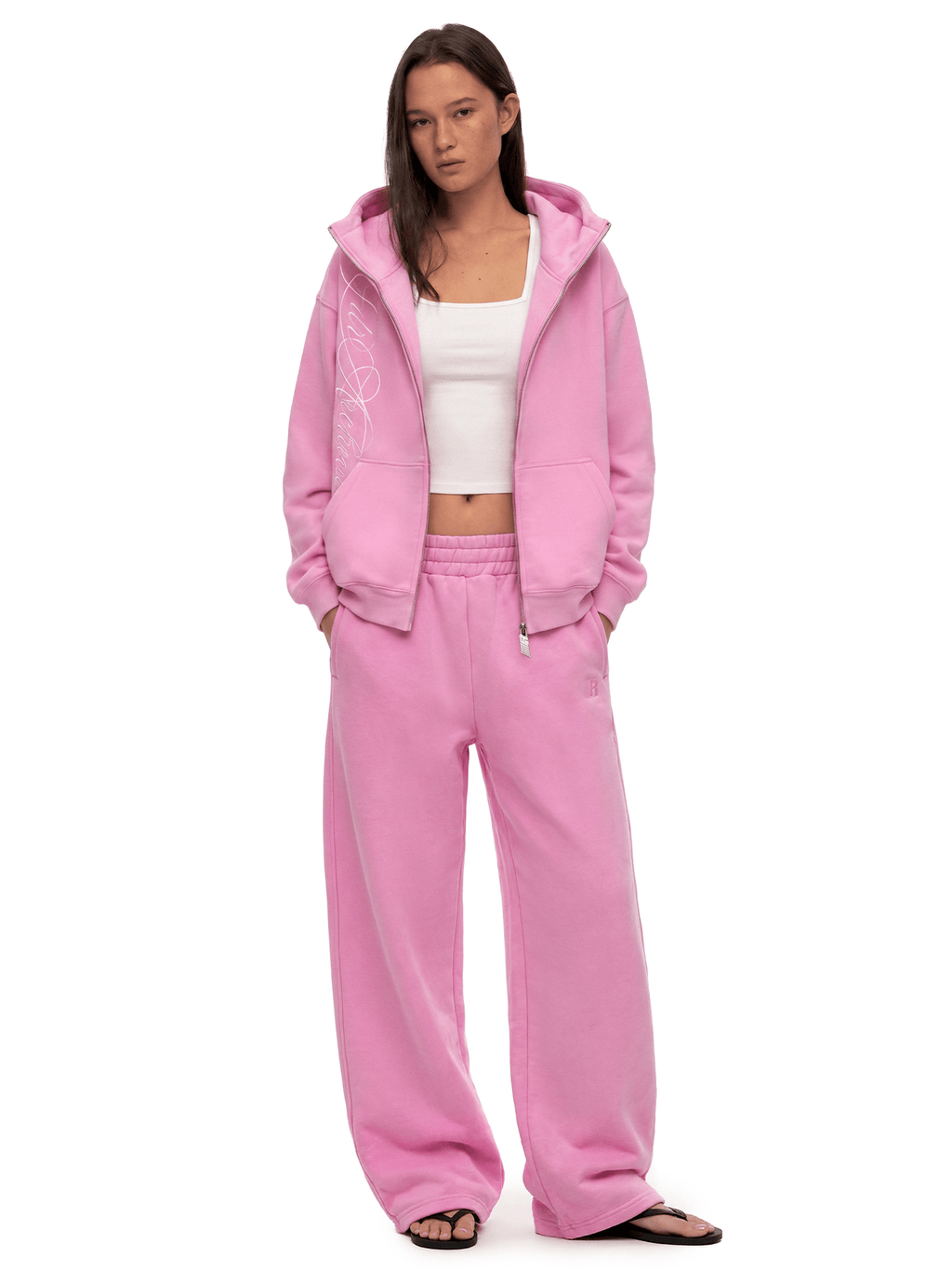 Hoodie met gewassen borduursel en rits