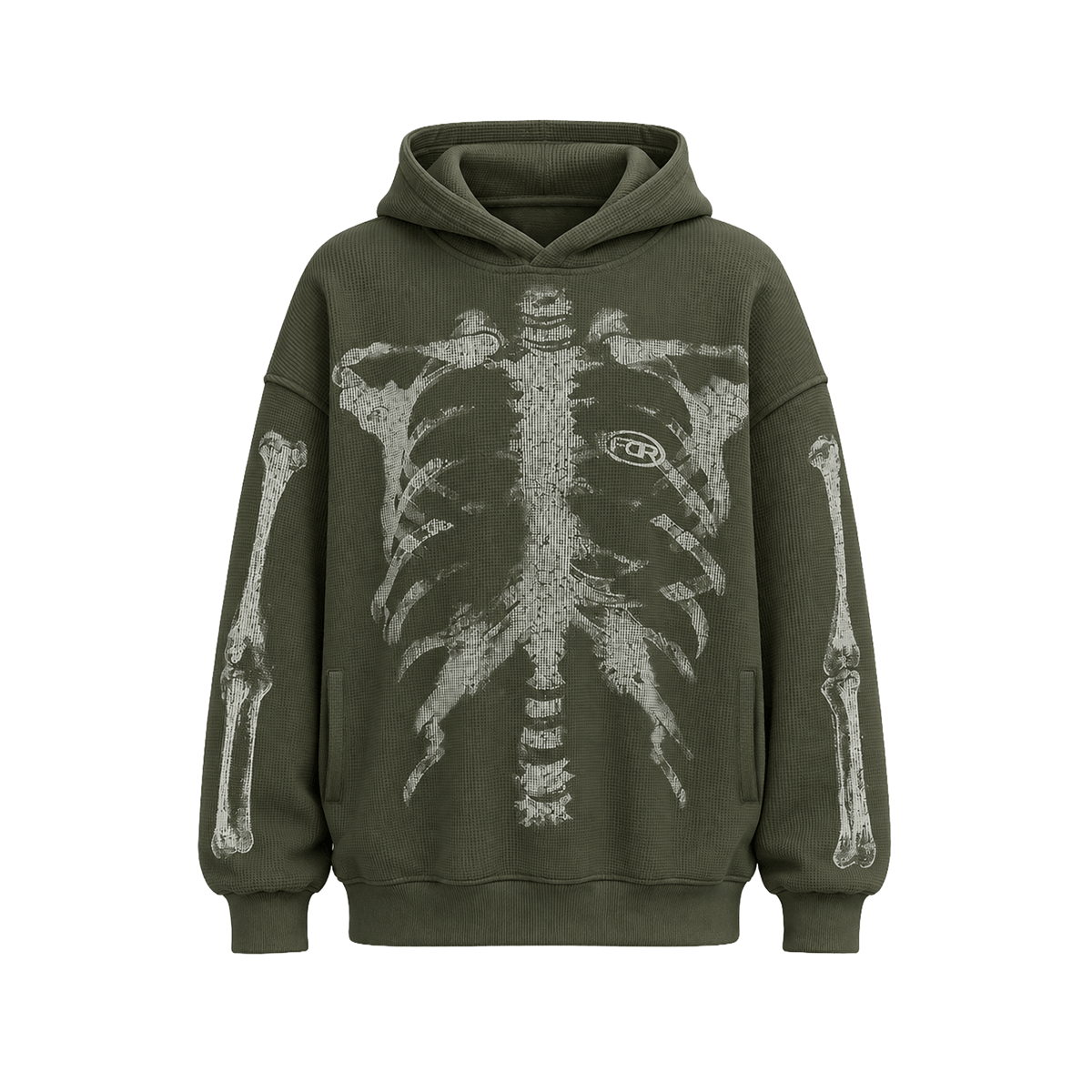 Wafelhoodie met X-Ray-skeletprint