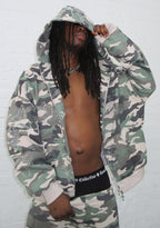 FERAL FAUX FUR STUDDED ZIP HOODIE CAMO (DETACHABLE FUR)