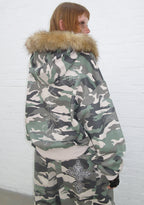 FERAL FAUX FUR STUDDED ZIP HOODIE CAMO (DETACHABLE FUR)