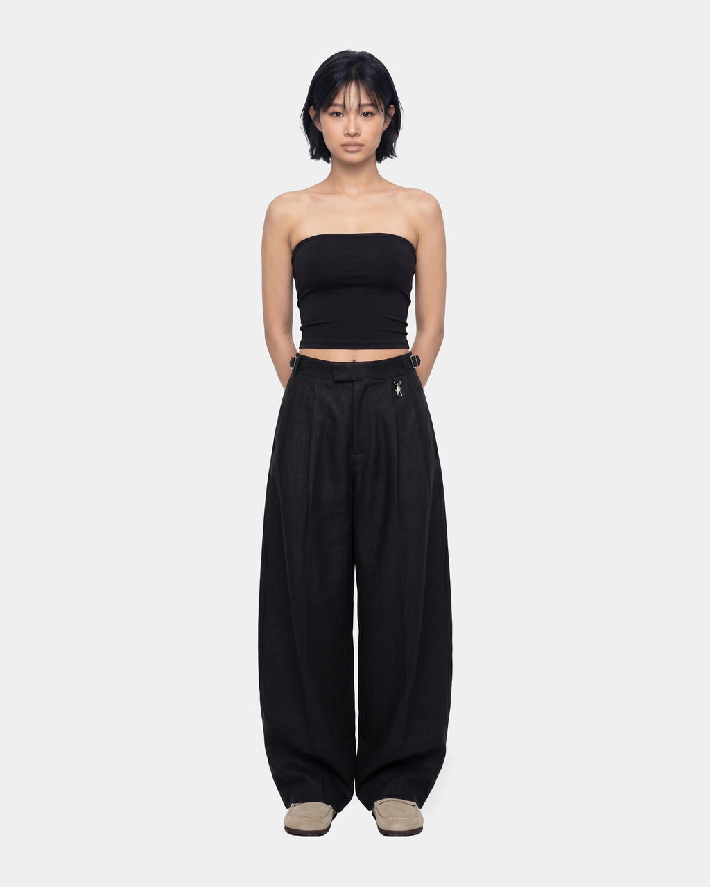 Pantalon large en lin