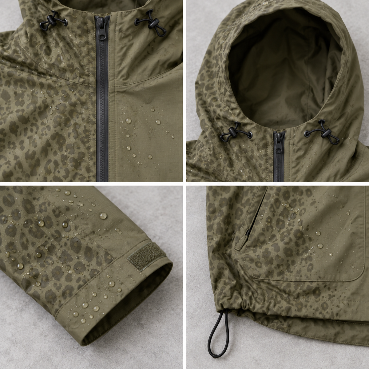 Water-Reactive Cheetah Rain Jacket — 8 Colours
