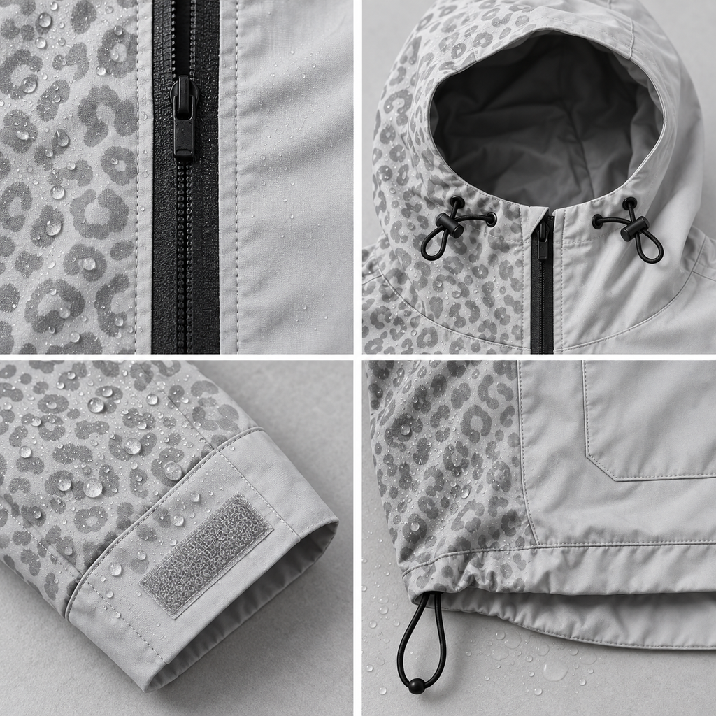 Water-Reactive Cheetah Rain Jacket — 8 Colours
