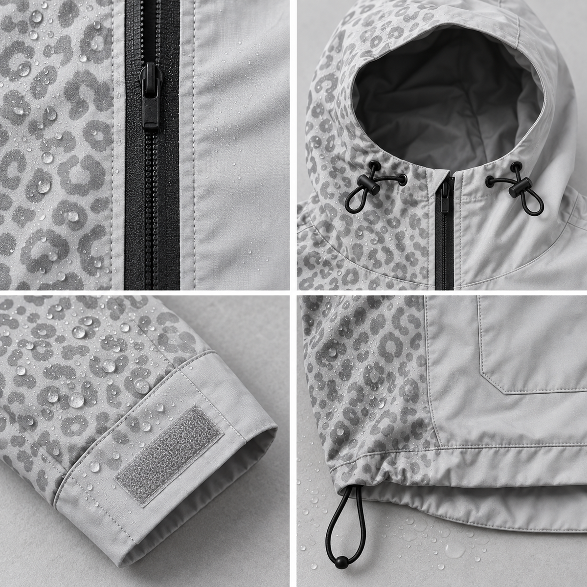 Water-Reactive Cheetah Rain Jacket — 8 Colours