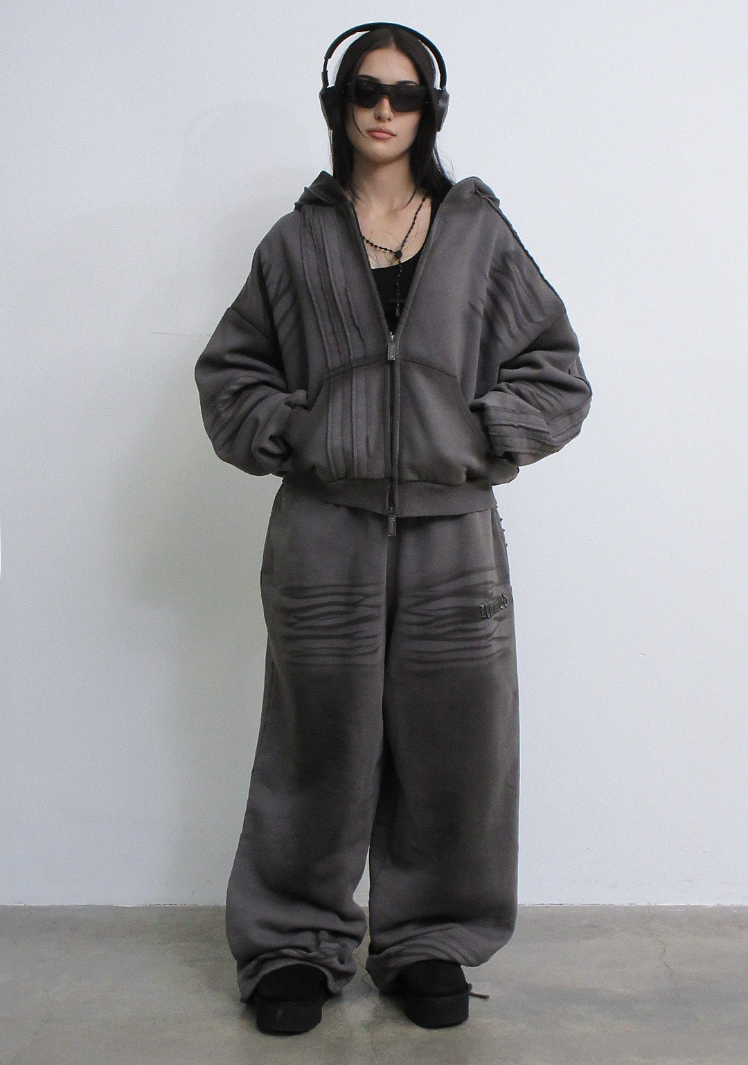 GRIME ZIP HOODIE WASHED SLATE