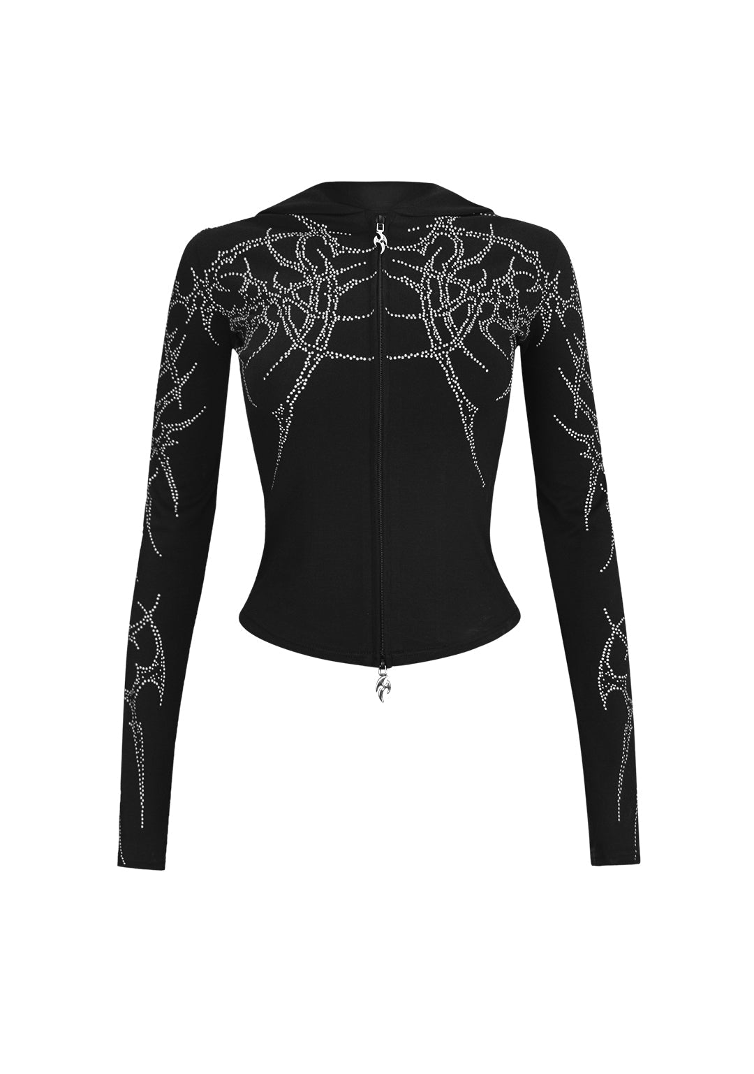 HAUNT STUDDED SCULPT stretchhoodie met rits ZWART