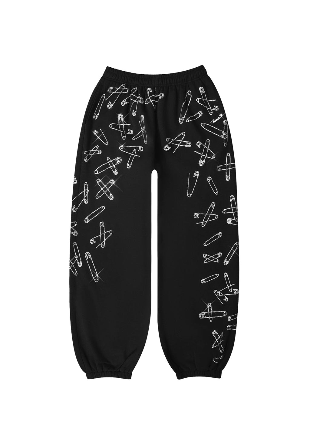 PANTALONI DELLA TUTA OVERSIZE HEIST CON STRASS E SPILLA DA BALIA NERI