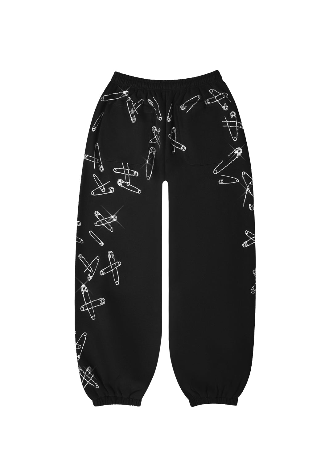 PANTALONI DELLA TUTA OVERSIZE HEIST CON STRASS E SPILLA DA BALIA NERI