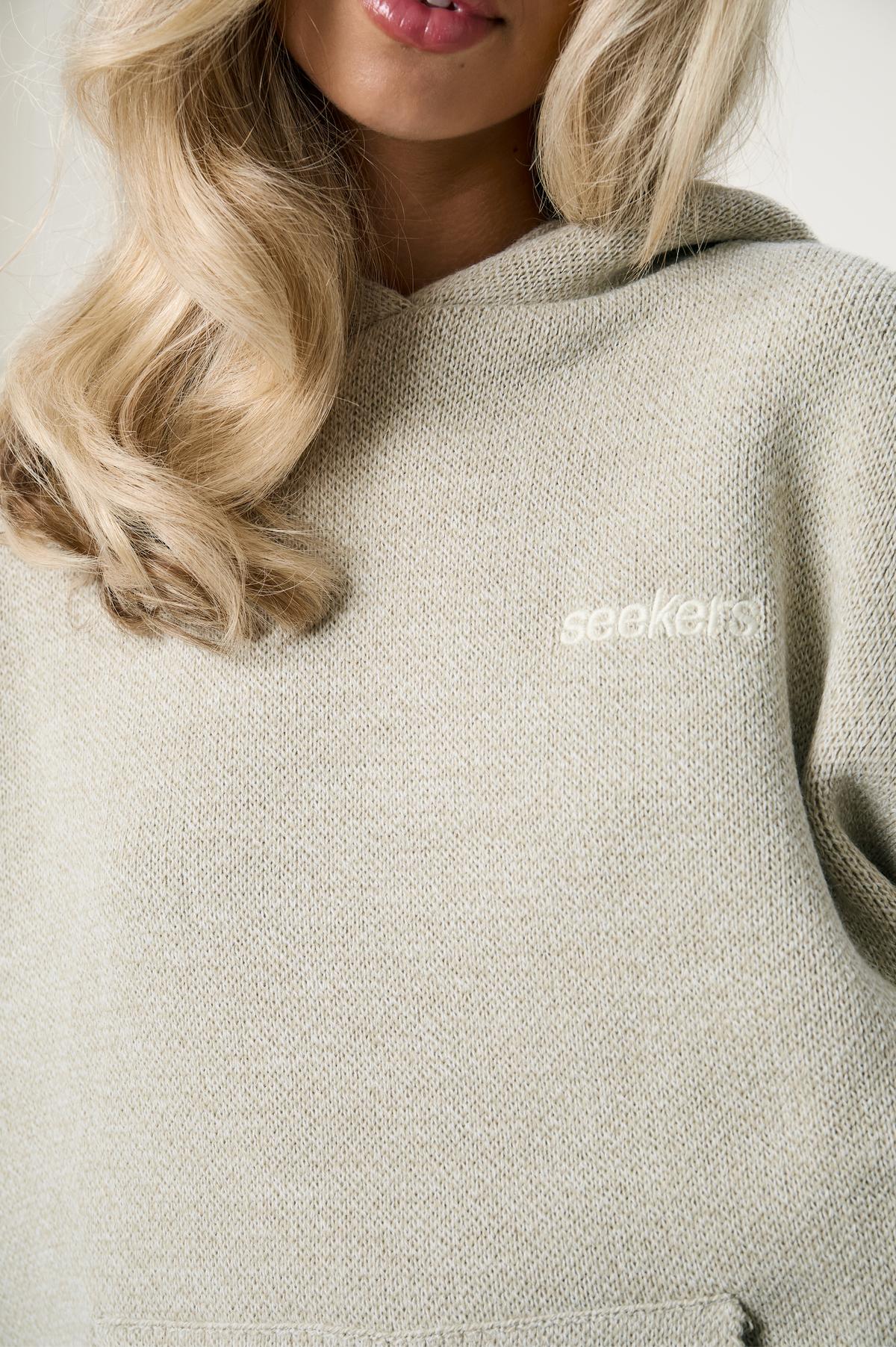 Strick-Hoodie in Husk
