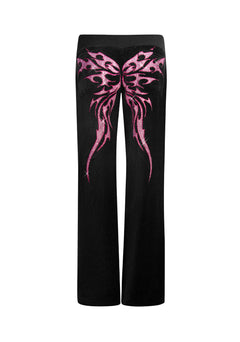 IDOL RHINESTONE VELOUR SWEATPANTS BLACK
