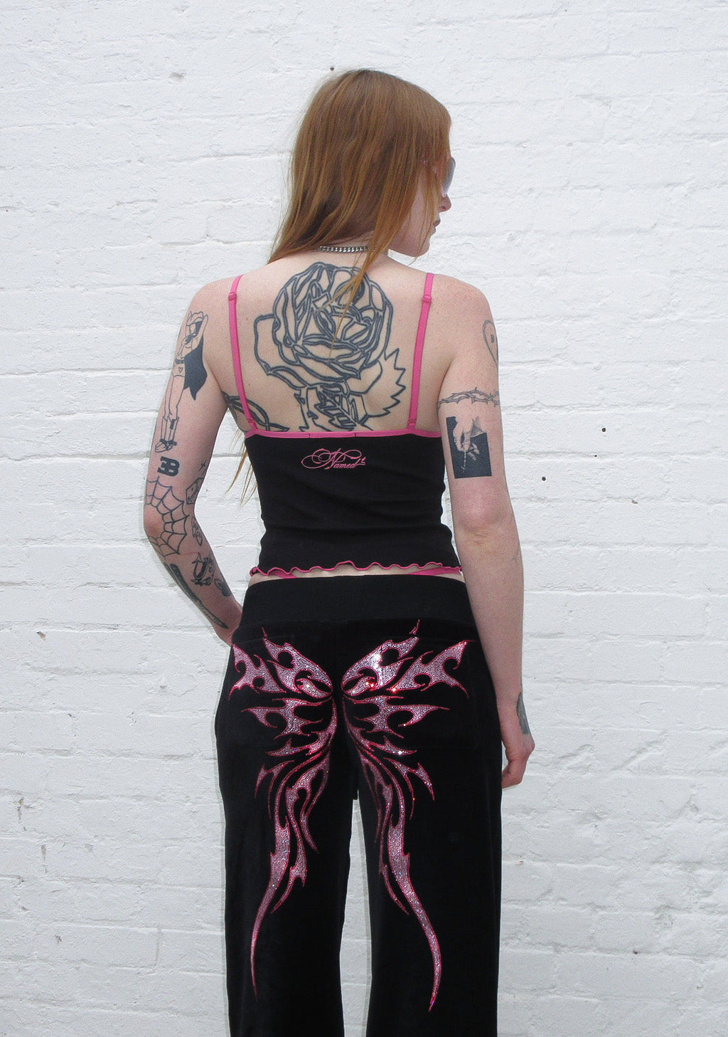 PANTALON DE JOGGING EN VELOURS STRASS IDOL NOIR