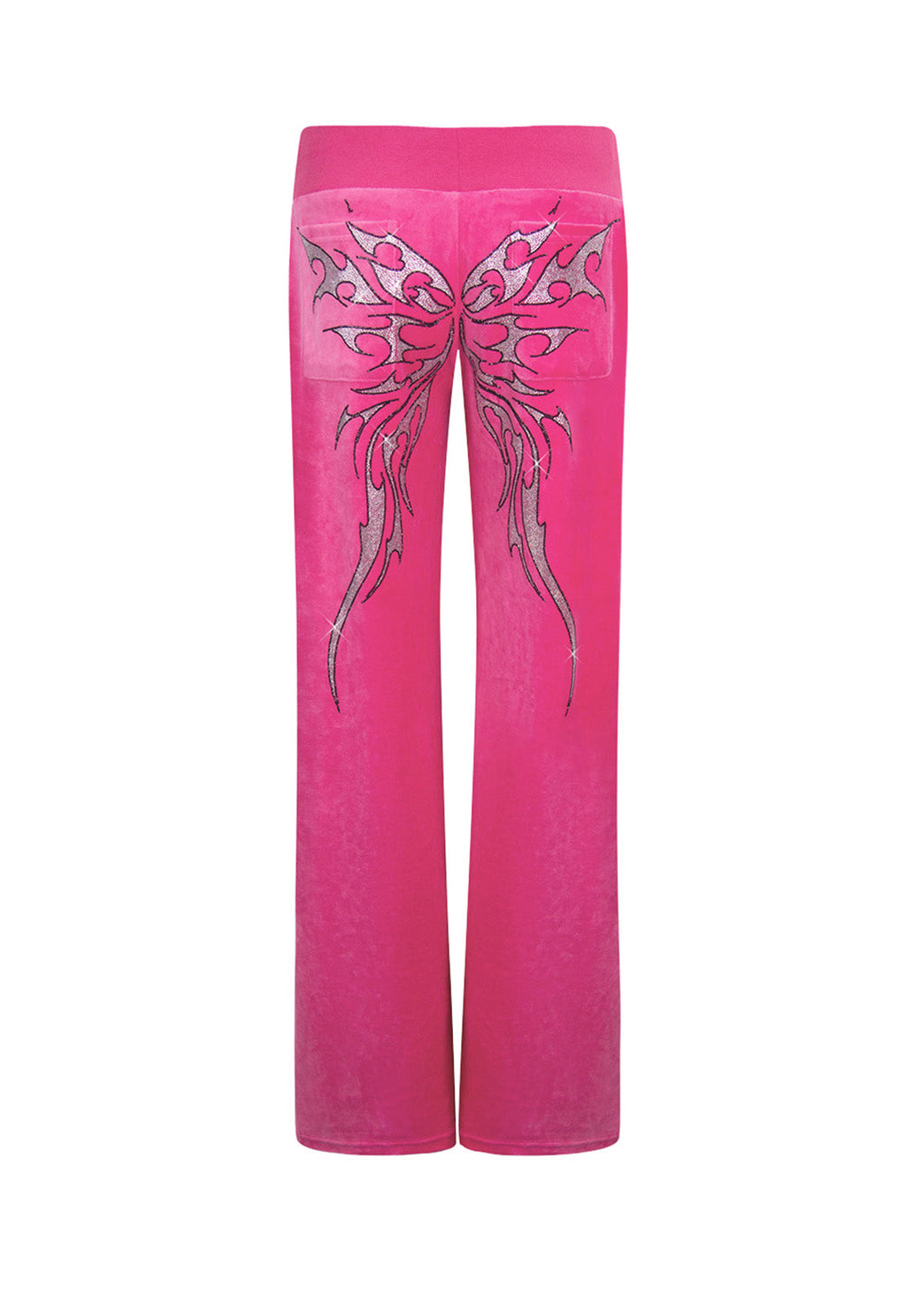IDOL RHINESTONE velours joggingbroek HOT PINK