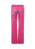 IDOL RHINESTONE velours joggingbroek HOT PINK