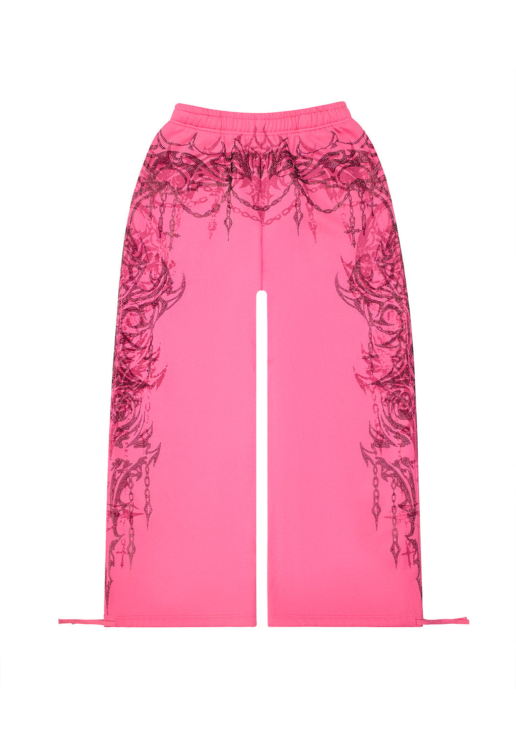 Pantaloni della tuta oversize con strass INFATUATION rosa acceso