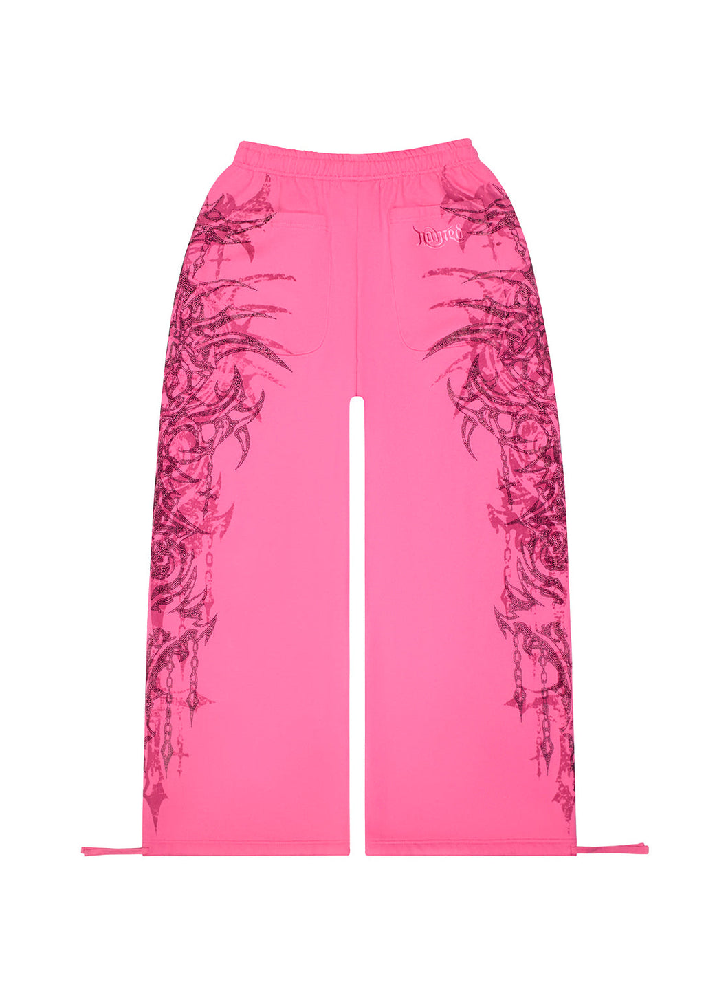 Pantaloni della tuta oversize con strass INFATUATION rosa acceso