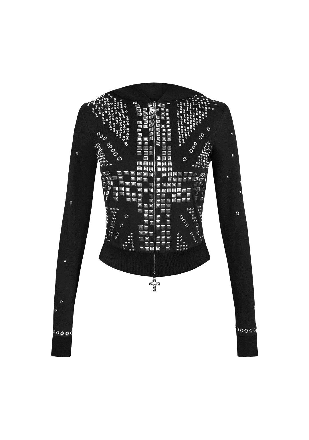 KNIGHT STUDDED GETAILLEERDE HOODIE BLACK