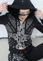 KNIGHT STUDDED FITTED HOODIE BLACK