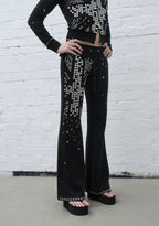 KNIGHT STUDDED FITTED PANTS BLACK