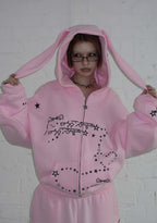 MALFUNCTION BUNNY ZIP-HOODIE BABYROSA (ABNEHMBARE OHREN)