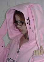 MALFUNCTION BUNNY ZIP-HOODIE BABYROSA (ABNEHMBARE OHREN)