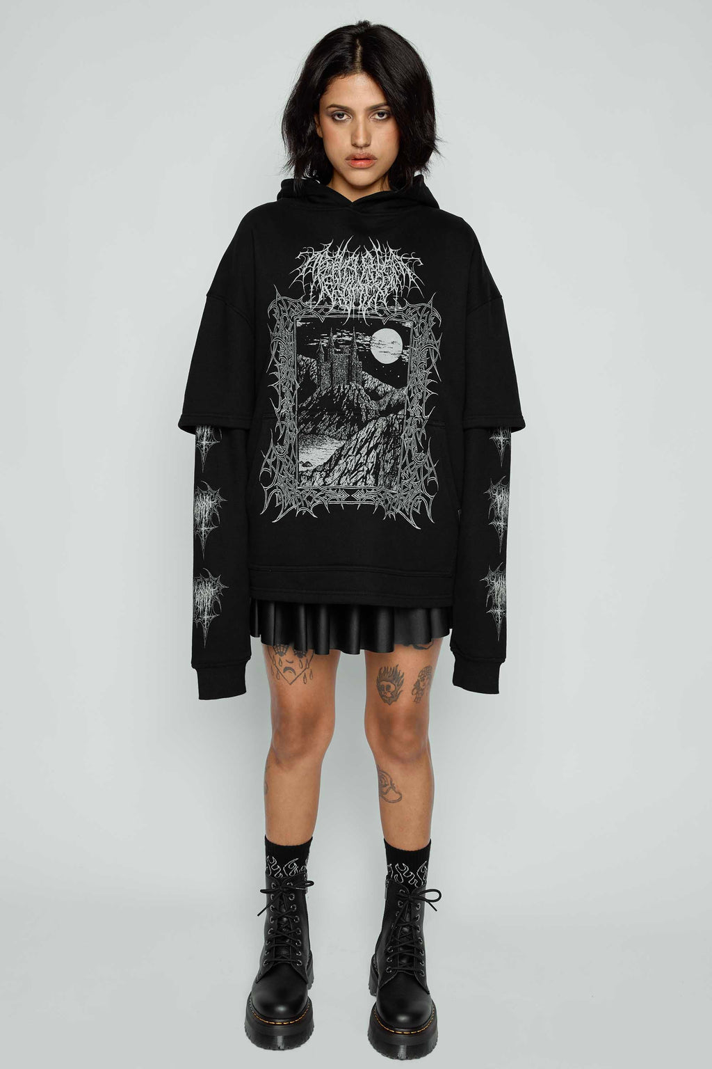 Midnight Oversized Layered Pullover Hoodie