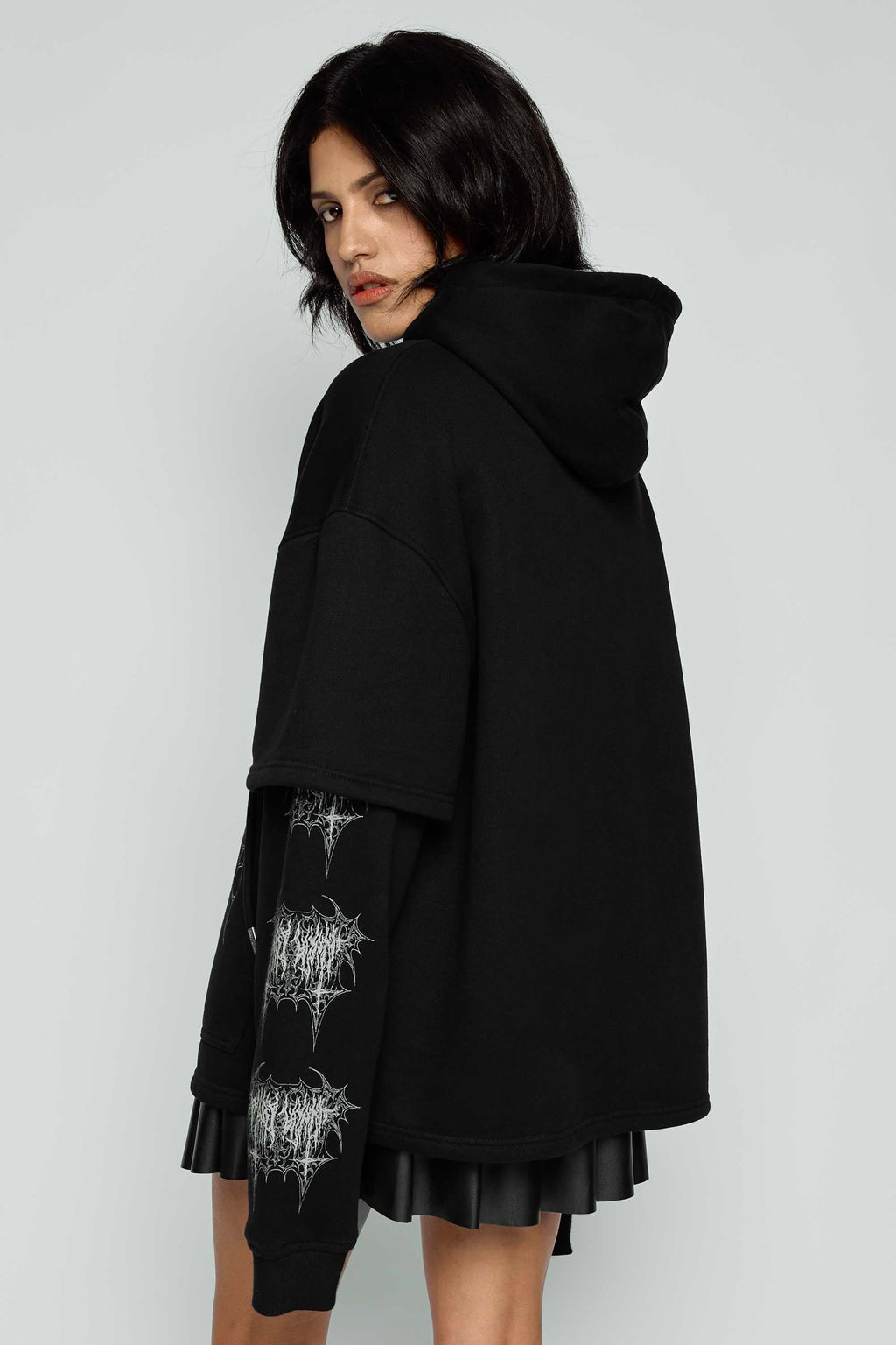 Midnight Oversized Layered Pullover Hoodie