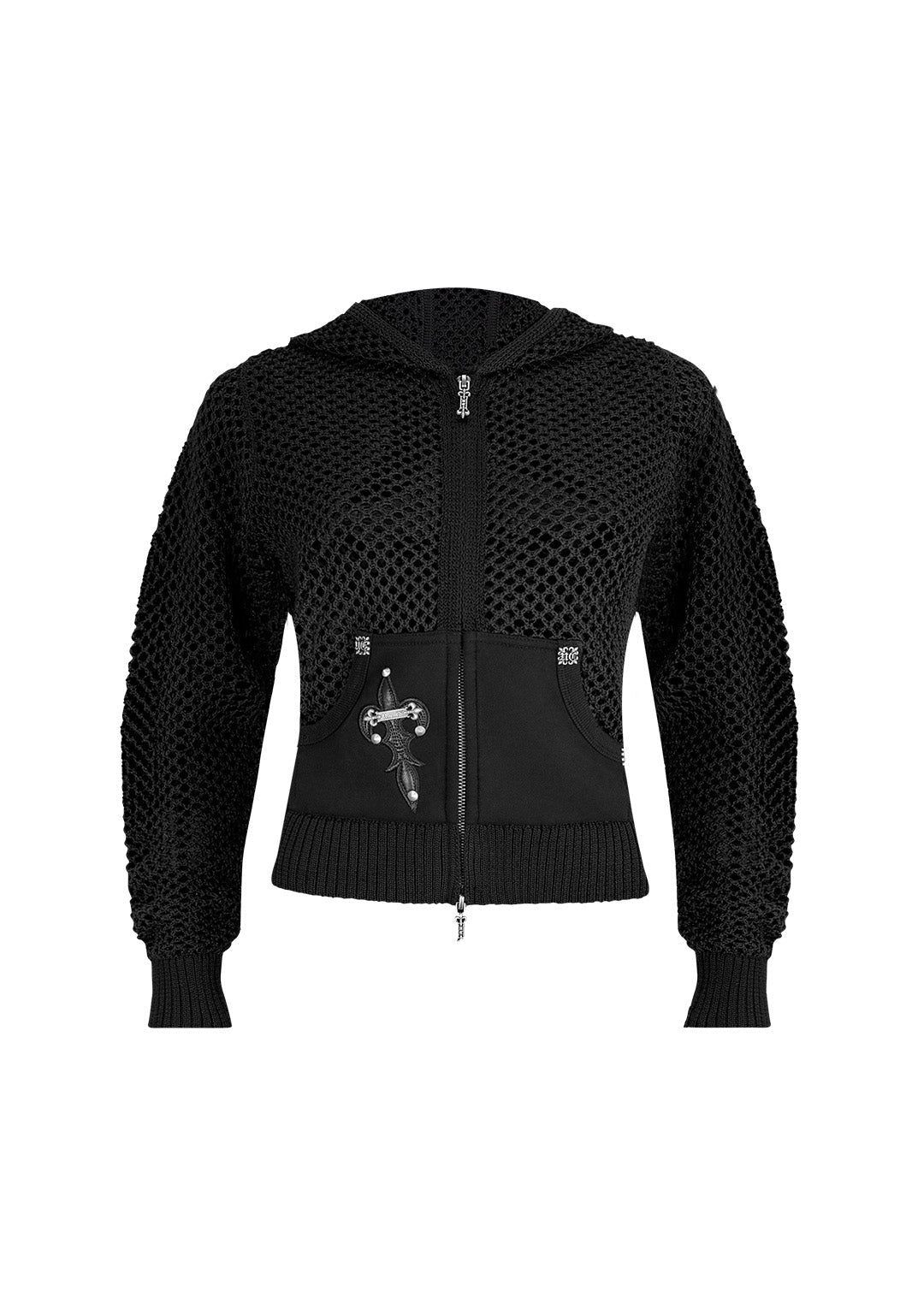 MIDNIGHT MESH-STRICKHOODIE SCHWARZ