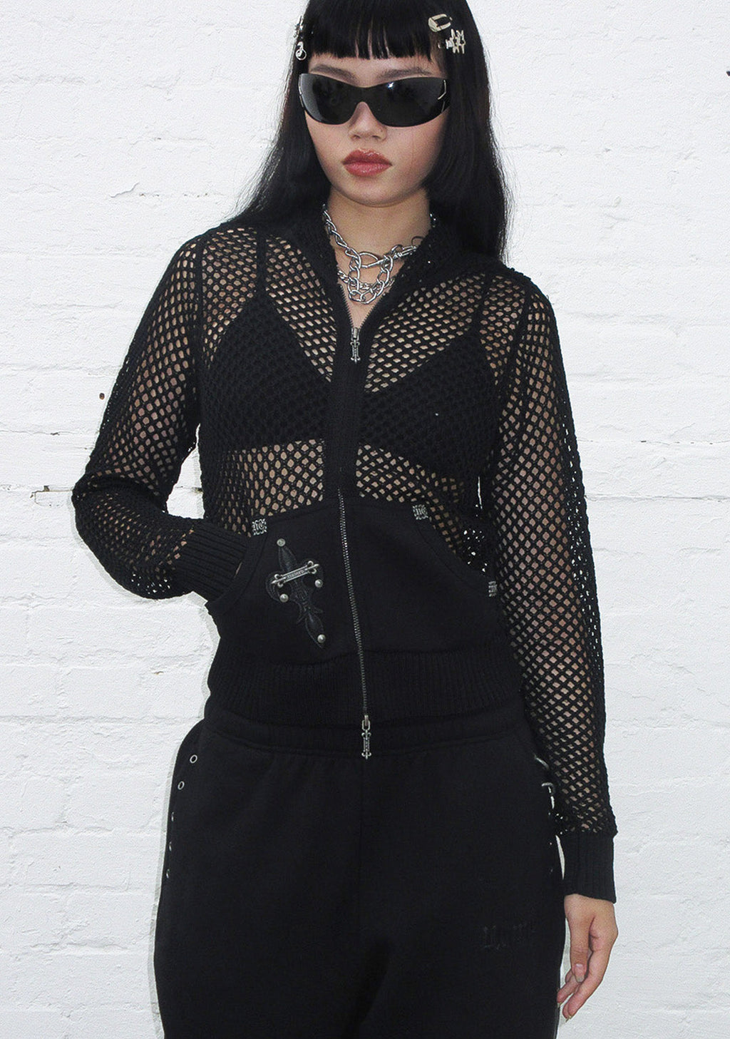 MIDNIGHT MESH-STRICKHOODIE SCHWARZ