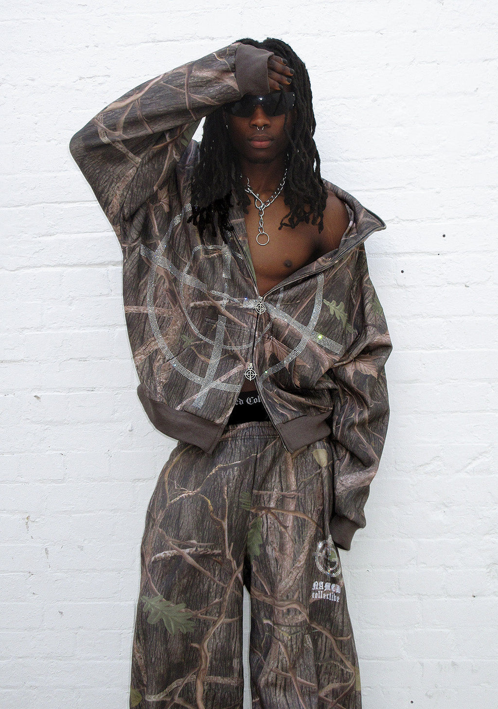 MISSION RHINESTONE-ZIP-HOODIE TREE CAMO