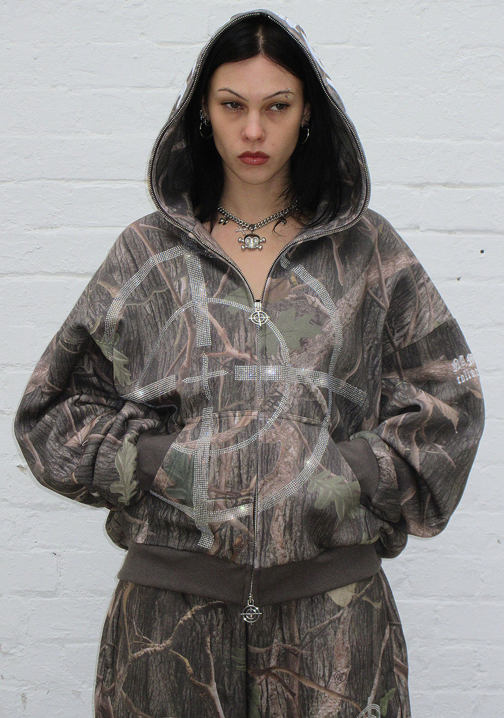 MISSION RHINESTONE-ZIP-HOODIE TREE CAMO