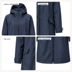 Water-Reactive Ripple Long Raincoat — Navy