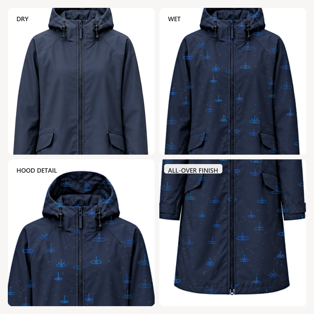 Impermeabile lungo Ripple reattivo all'acqua - Blu navy