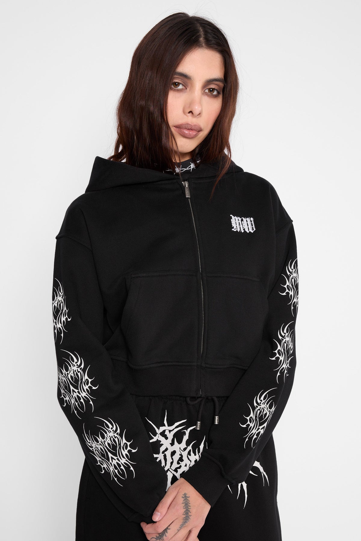 Sweat à capuche zippé court Nephilim