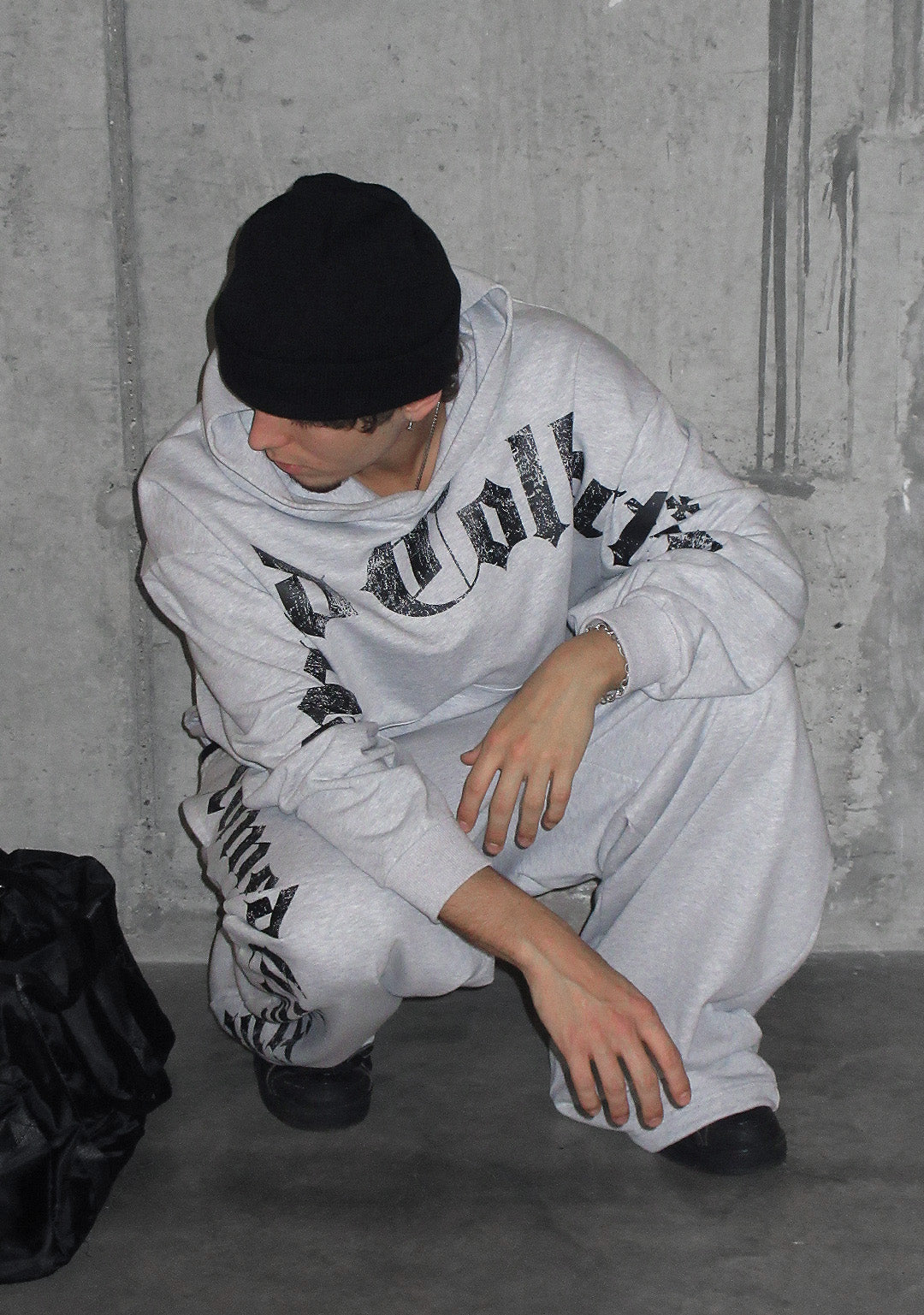 SWEAT À CAPUCHE OVERSIZE NTH ACTIVE OLD ENGLISH GRIS CHINÉ