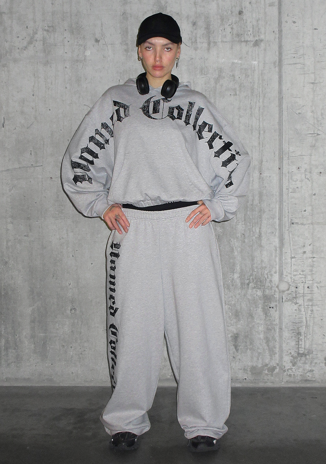 Nth ACTIVE ALTE ENGLISCHE OVERSIZED-JOGGINGHOSE GRAU MELIERT