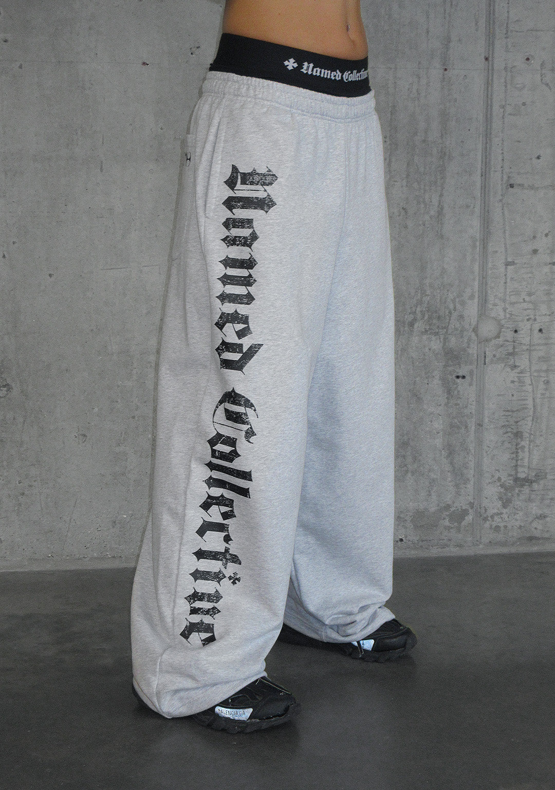 Nth ACTIVE ALTE ENGLISCHE OVERSIZED-JOGGINGHOSE GRAU MELIERT