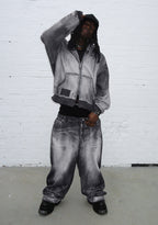 OFF GRID DENIM EFFECT OVERSIZED SWEATPANTS WASHED BLACK