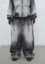 OFF GRID DENIM EFFECT OVERSIZED SWEATPANTS WASHED BLACK