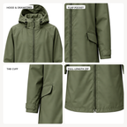 Water-Reactive Botanical Long Raincoat — Olive