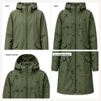 Water-Reactive Botanical Long Raincoat — Olive
